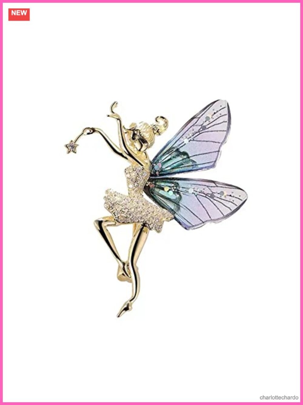 Rhinestone Angel Wings Brooch Pin Acrylic Alloy Elegant Wedding Jewelry